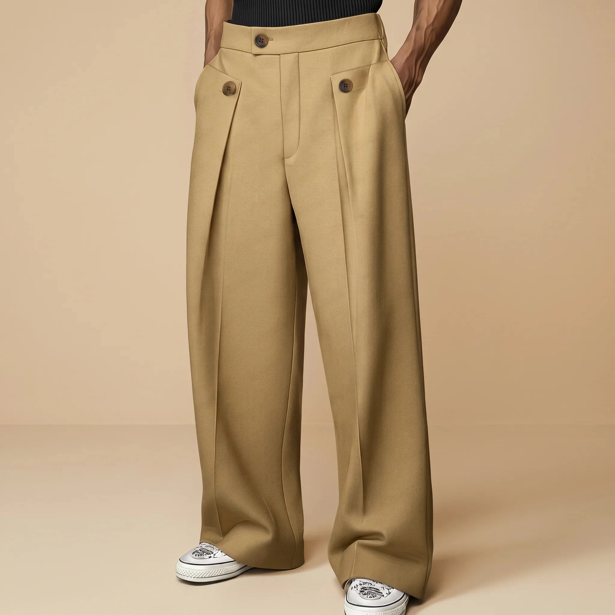 John - Pantalon Élégant Large Taille Haute - Image 2