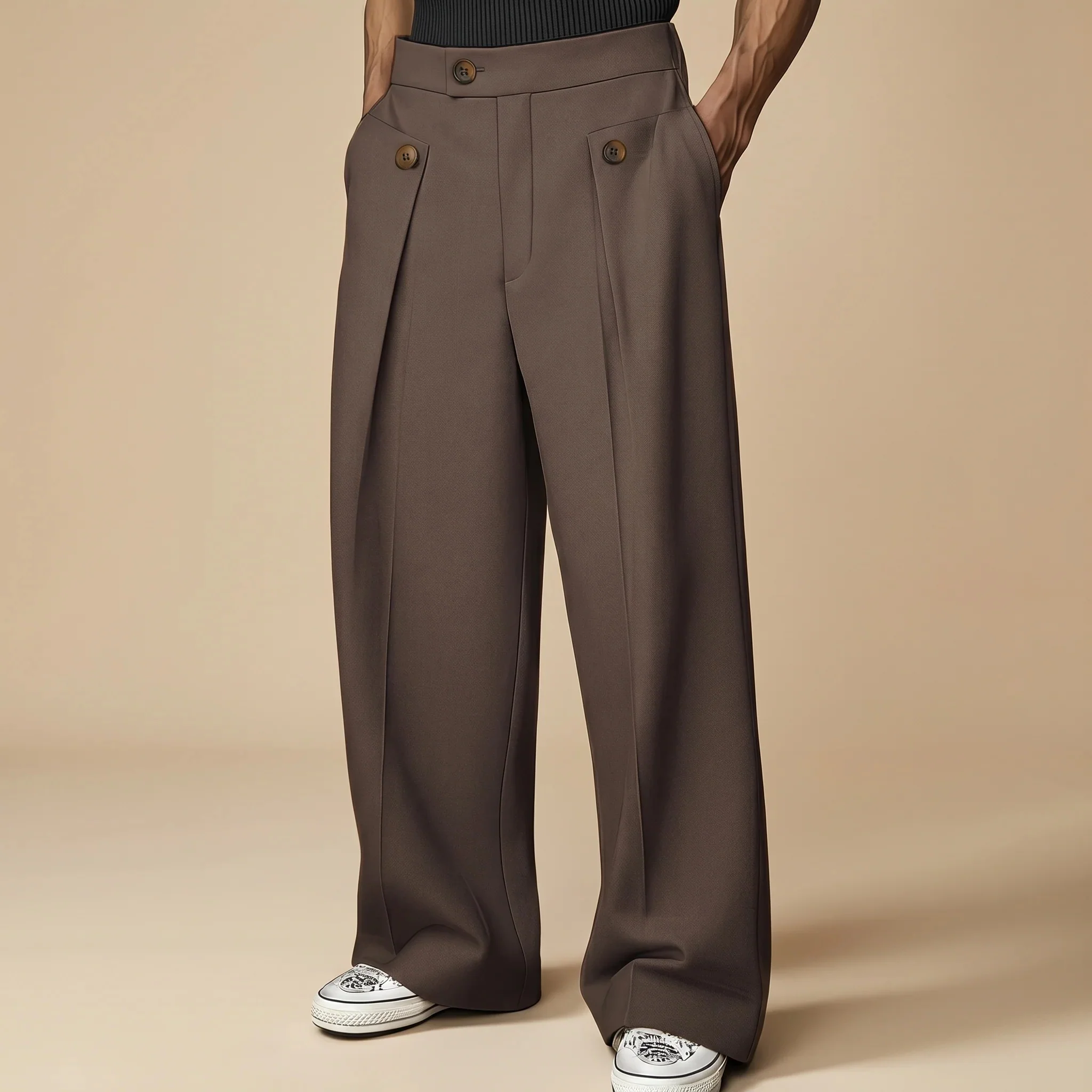 John - Pantalon Élégant Large Taille Haute - Image 4