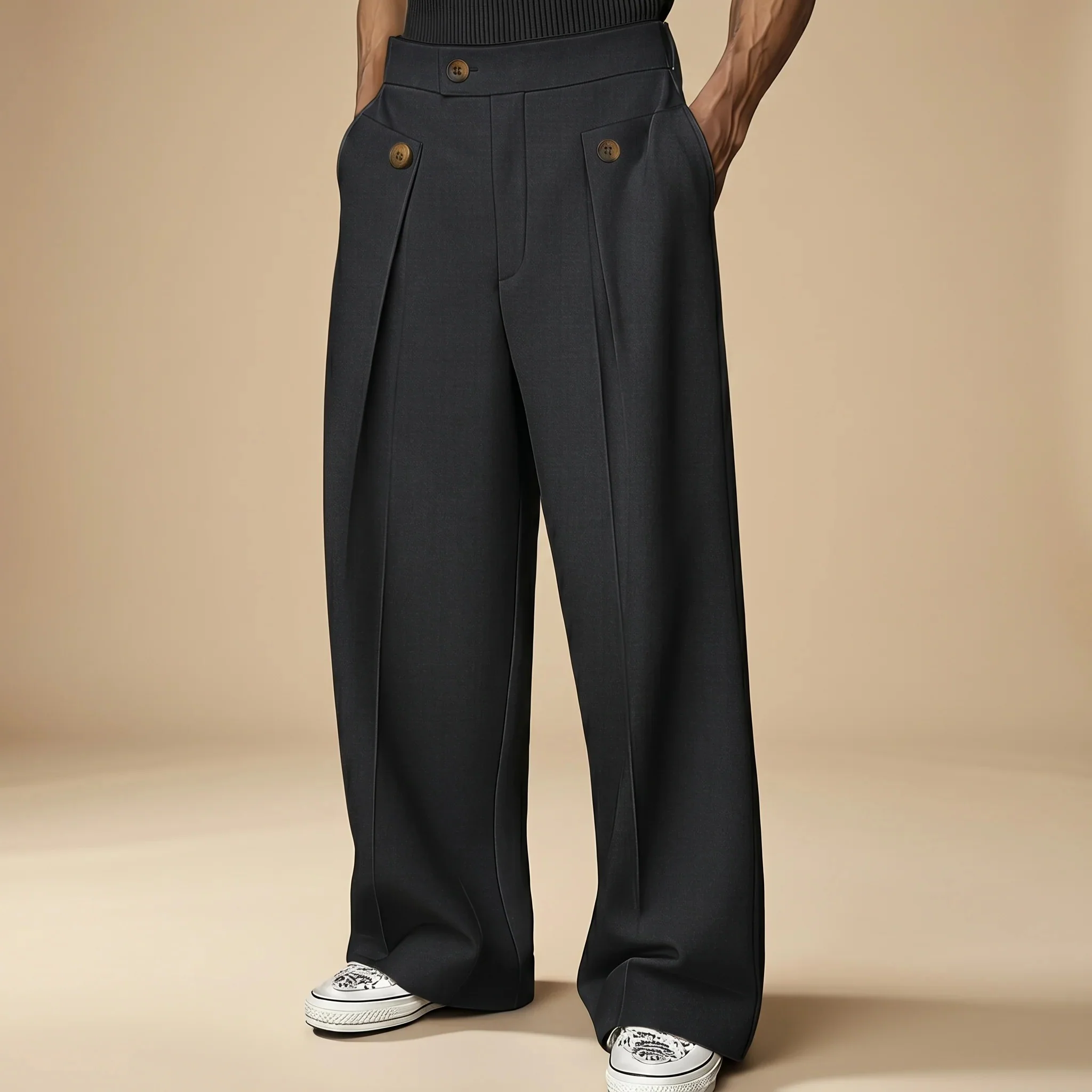 John - Pantalon Élégant Large Taille Haute - Image 5