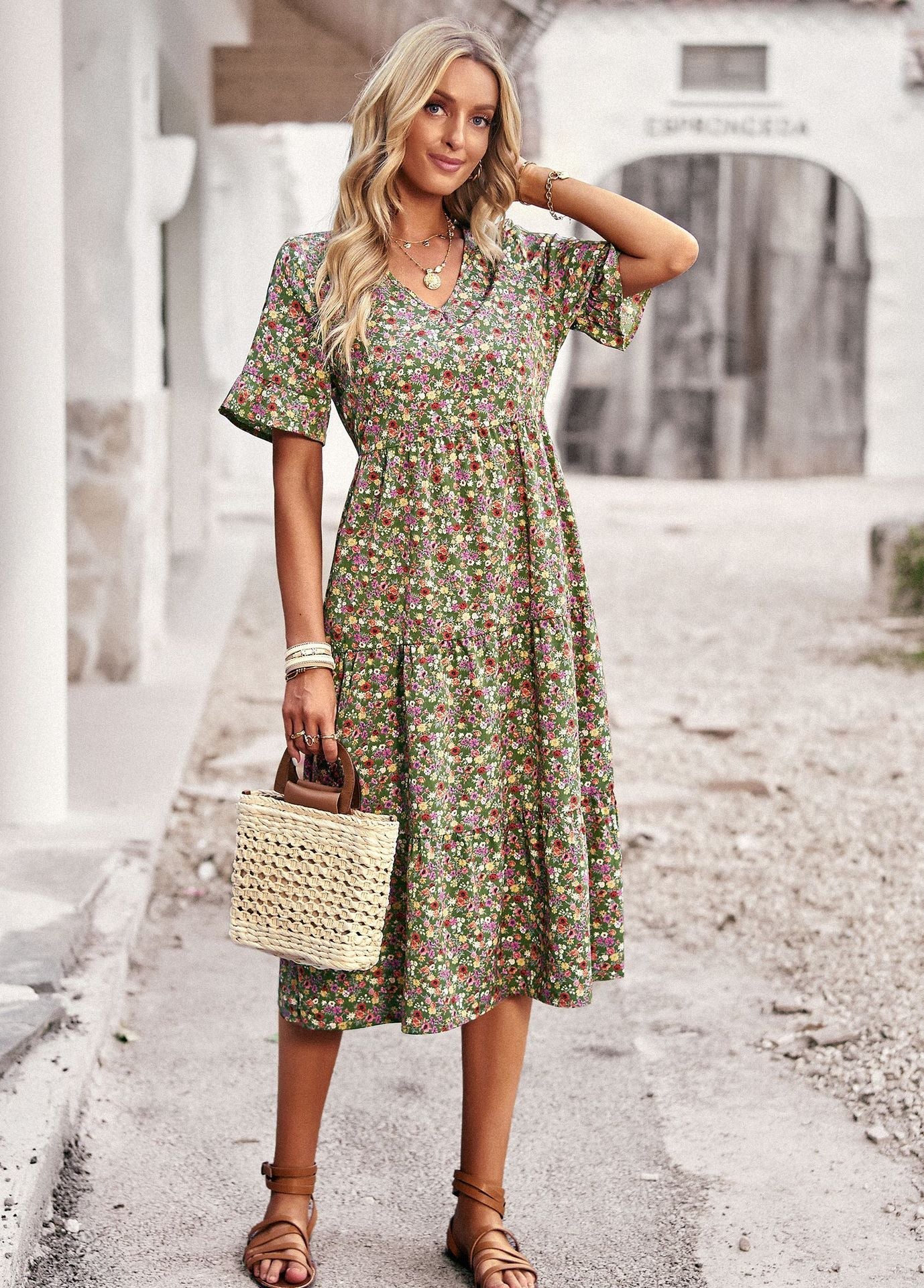 Karly - Robe midi confortable avec imprimé floral pour femmes - Image 2