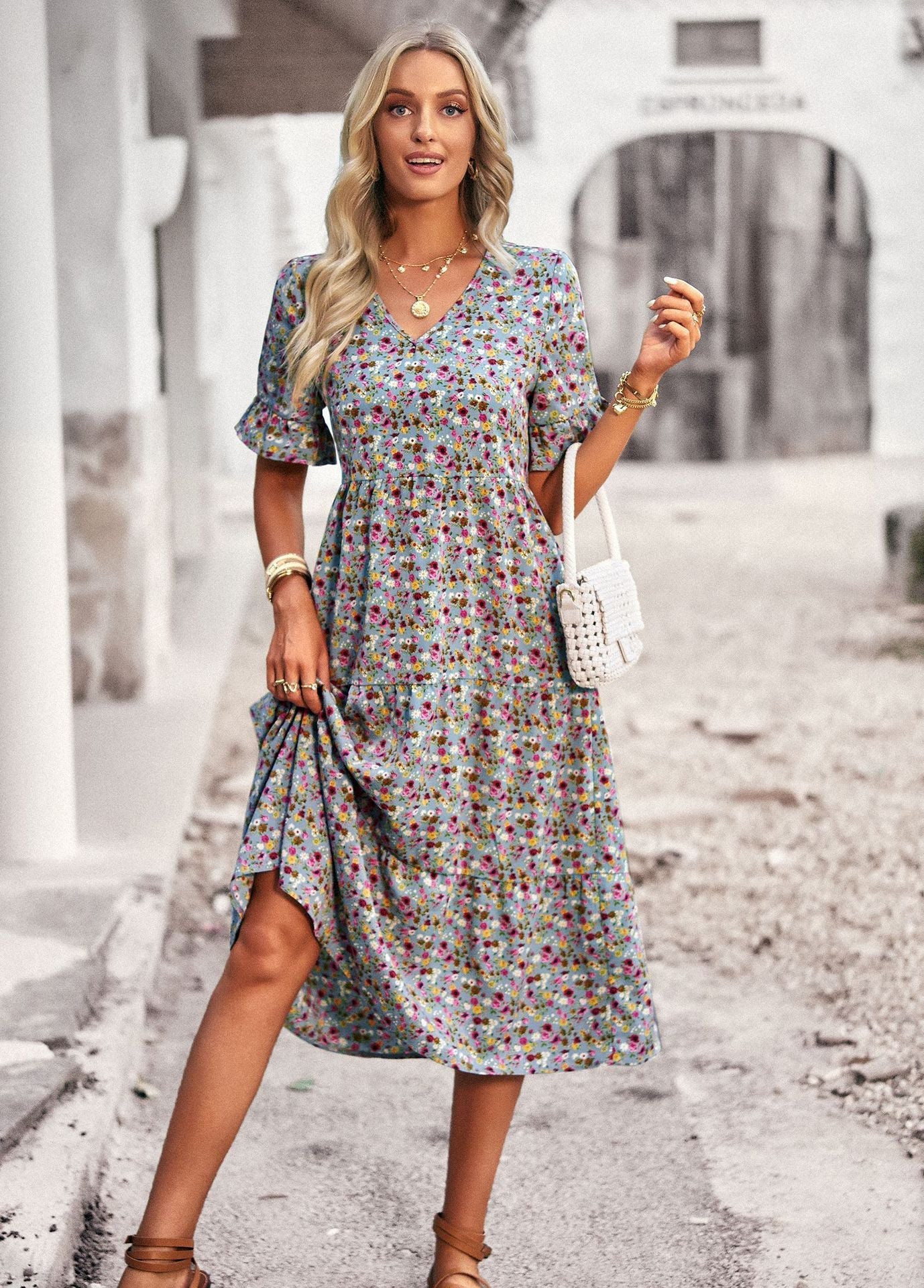 Karly - Robe midi confortable avec imprimé floral pour femmes - Image 3