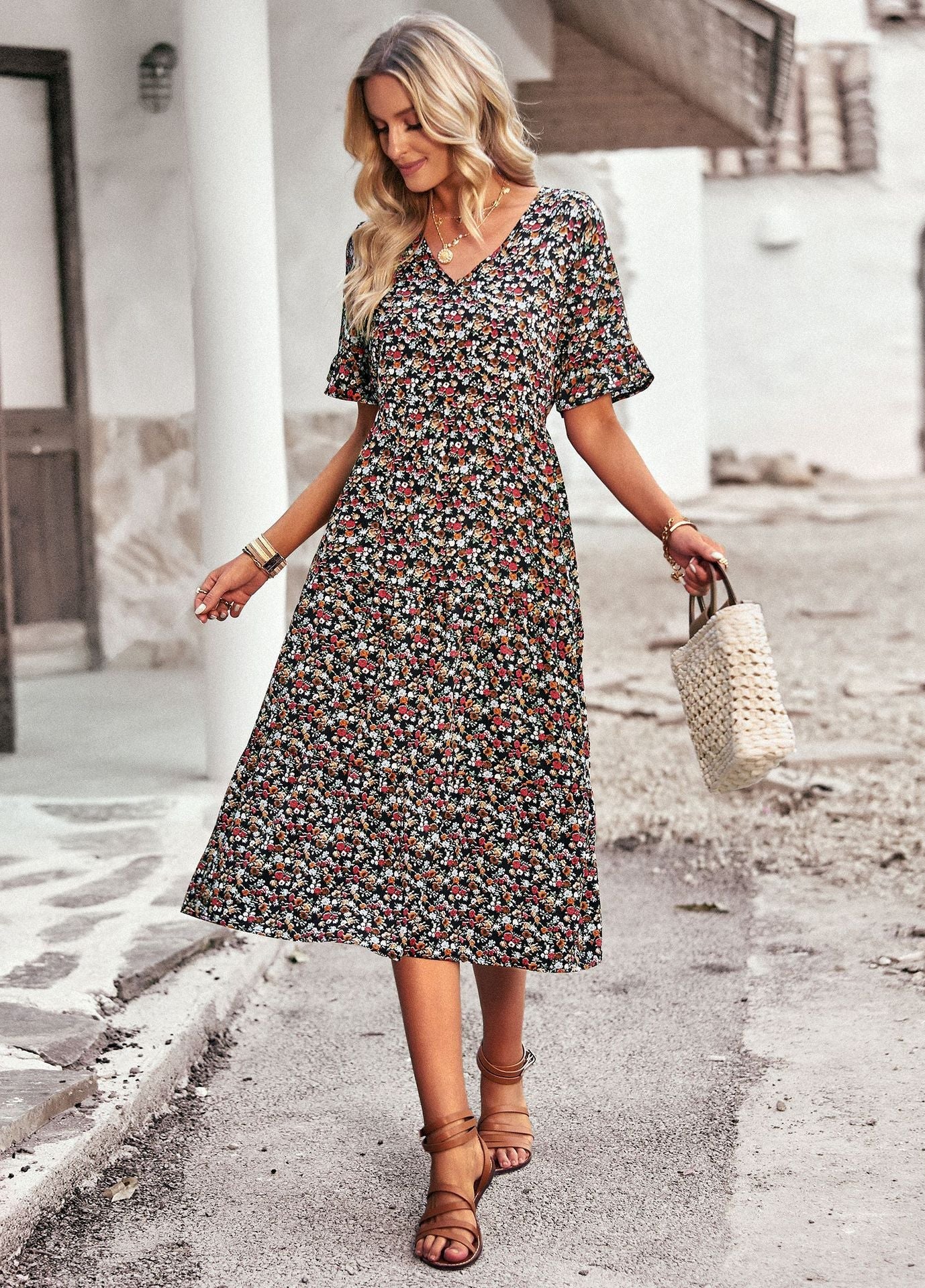 Karly - Robe midi confortable avec imprimé floral pour femmes - Image 5