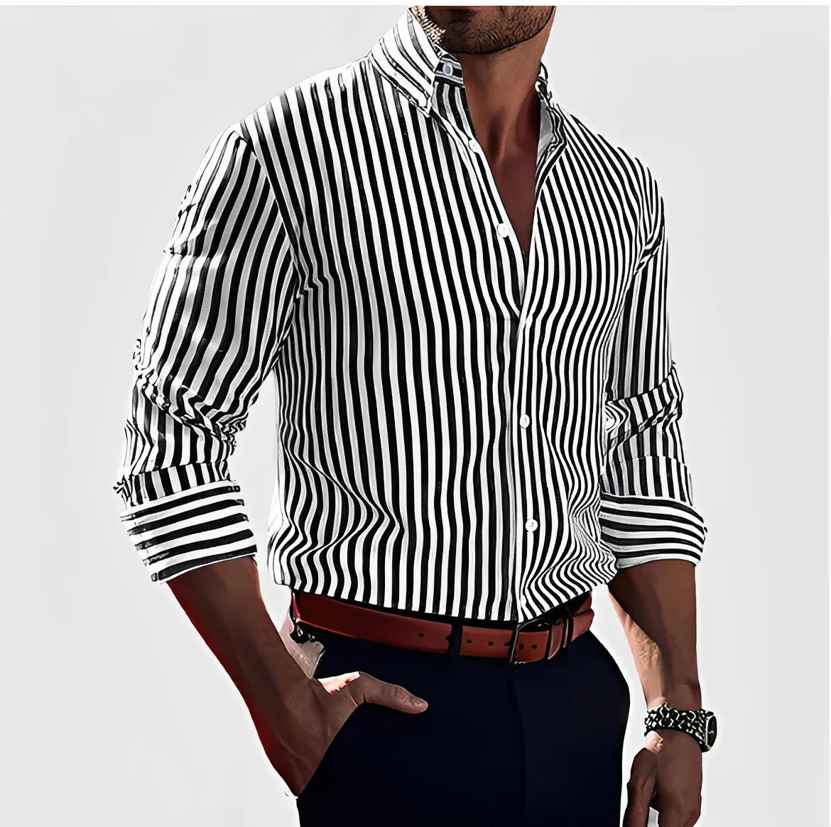 Kelric - Chemise Décontractée à Rayures et Boutons - Image 4