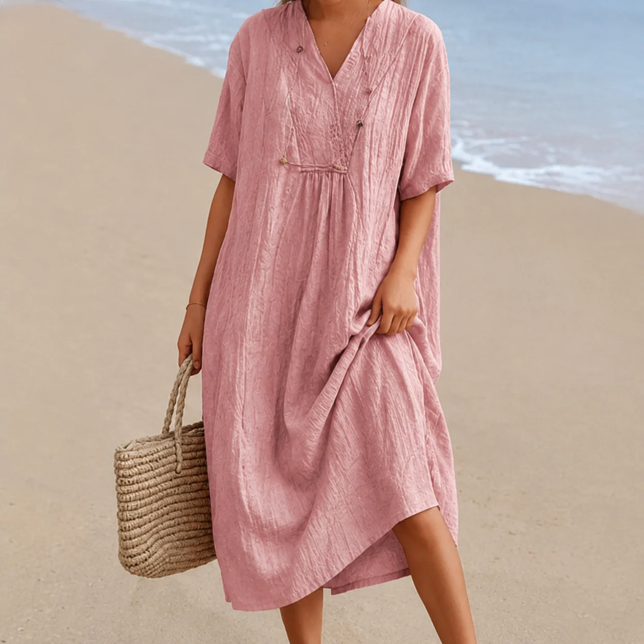Kendra - Robe Décontractée à Col V - Image 3
