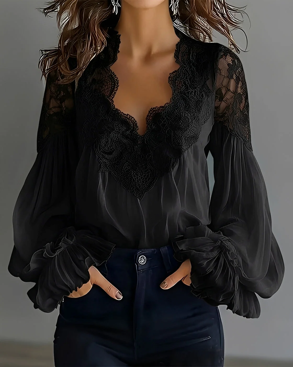 Kim - Blouse à Col en V Élégante - Image 3