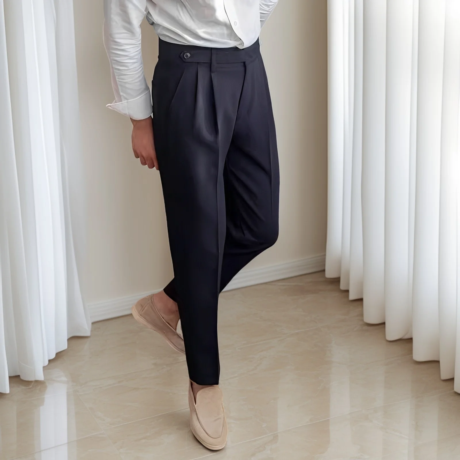 Kristian - Pantalon plissé élégant avec boucle pour hommes - Image 3