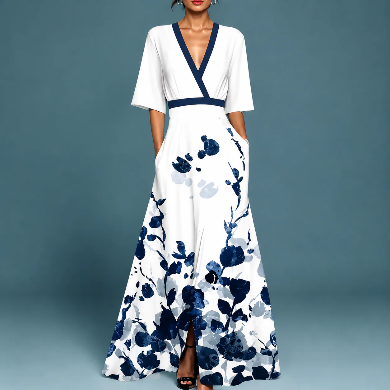 Laure - Robe Élégante Flottante à Col en V - Image 2