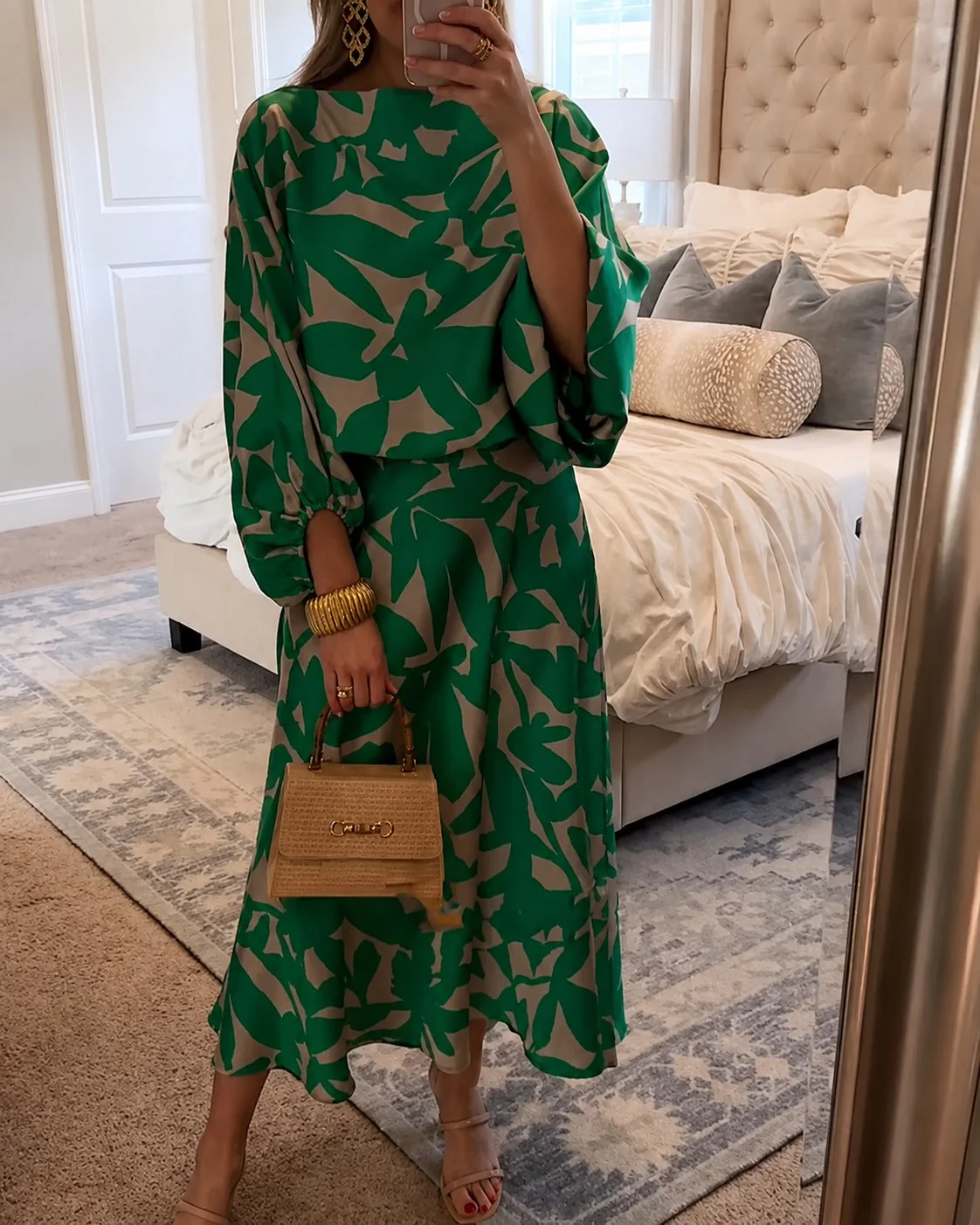 Leanne - Robe Élégante à Manches Lanternes - Image 3