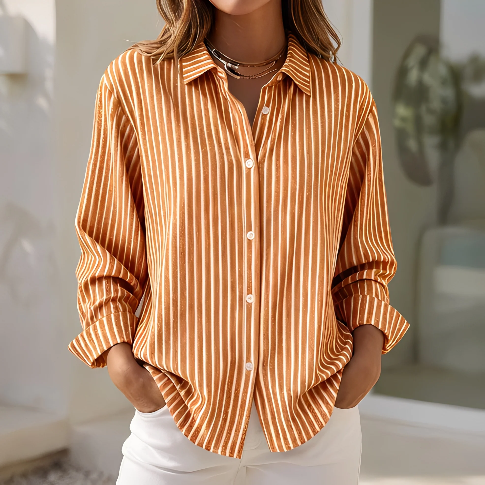 Lenna - Chemise d'été à rayures, coupe ample pour femme - Image 2