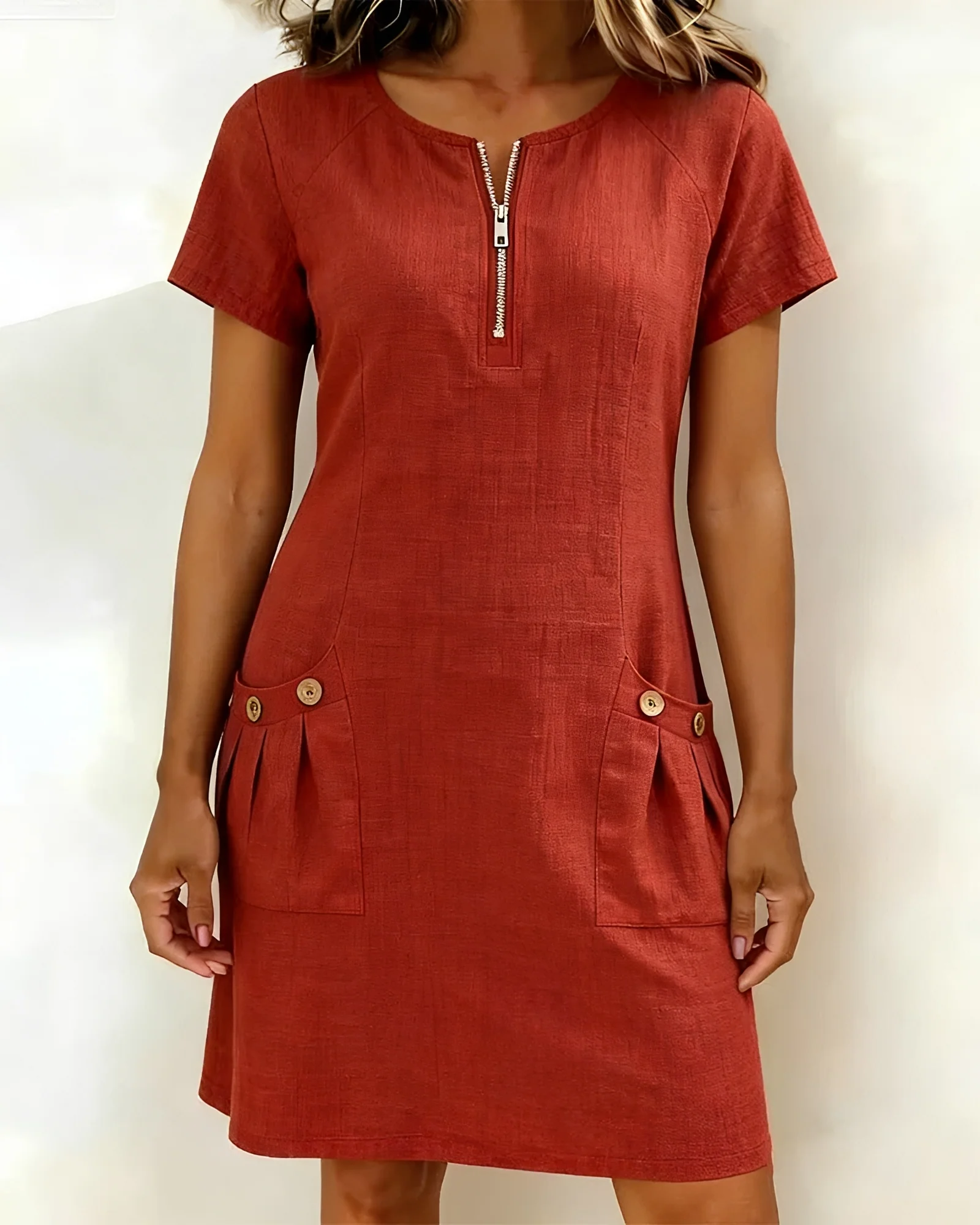 Leola - Robe Courte Chic à Demi-Zip - Image 6