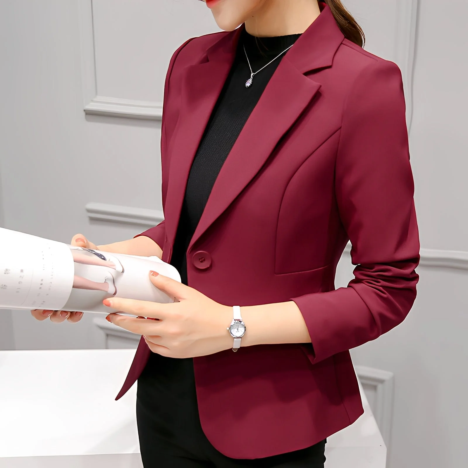Lindy – Blazer Élégant à Bouton Unique pour Femme - Image 2