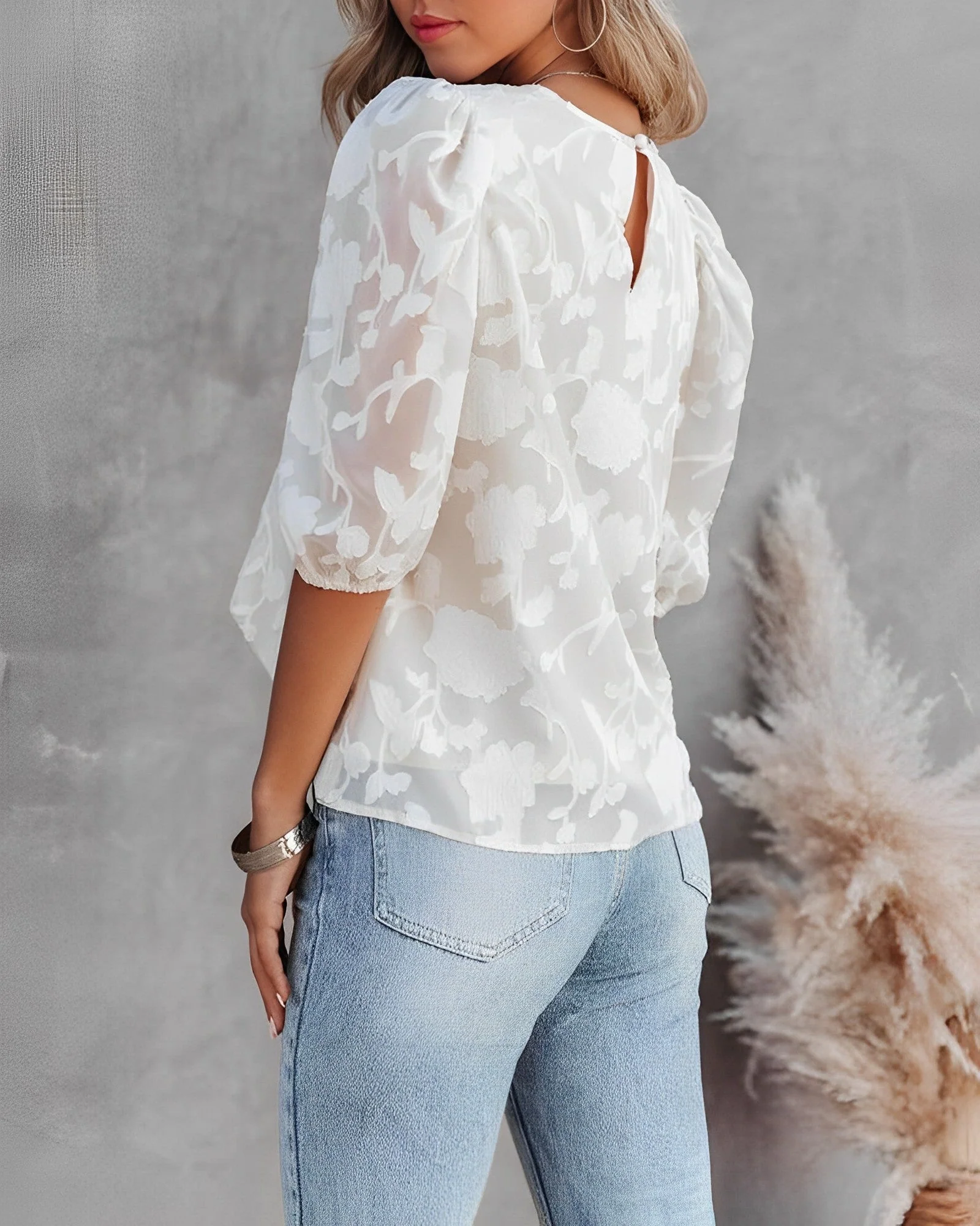 Lotus - Blouse en Chiffon avec Manches Ballon - Image 3