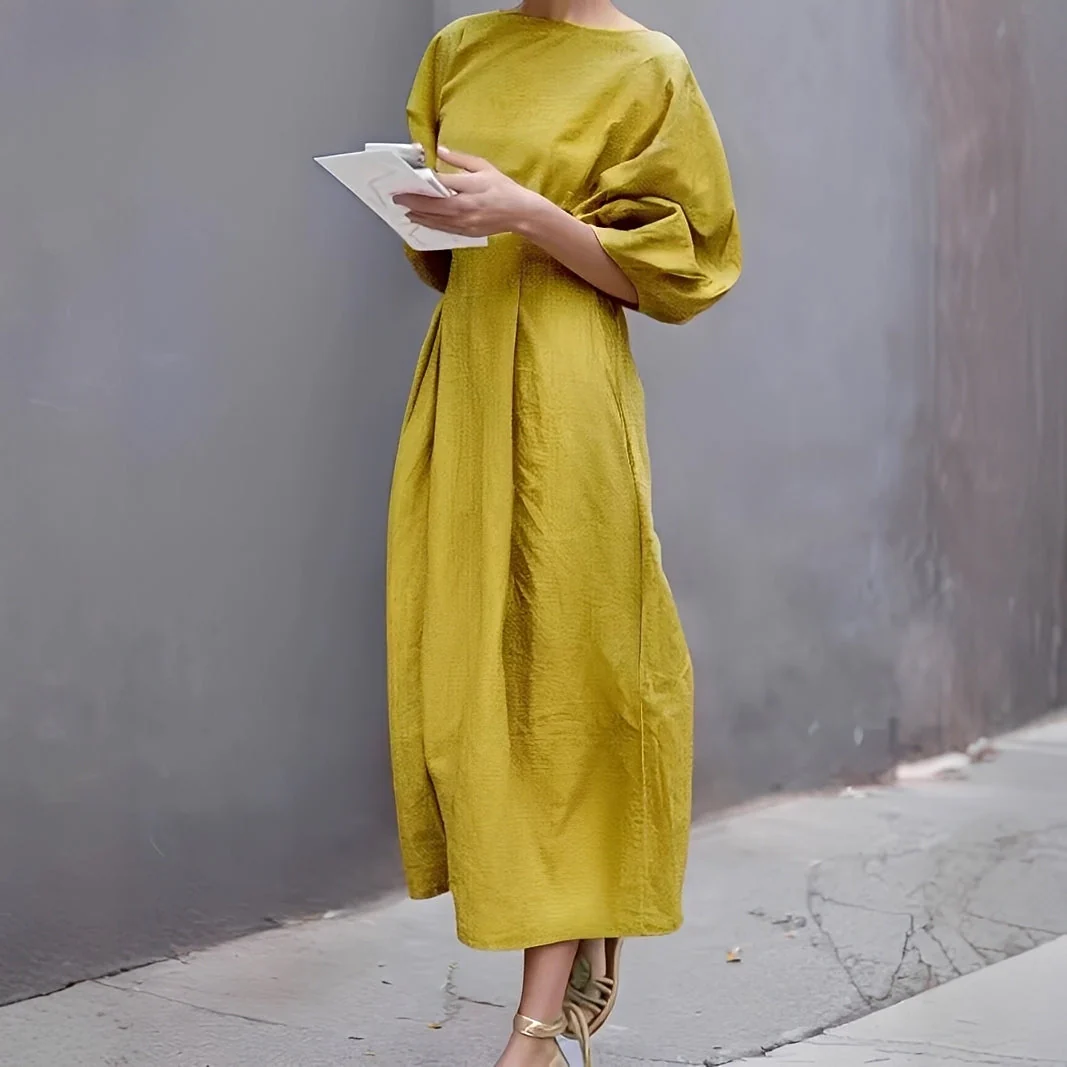 Mariam - Robe Midi Froncée Décontractée