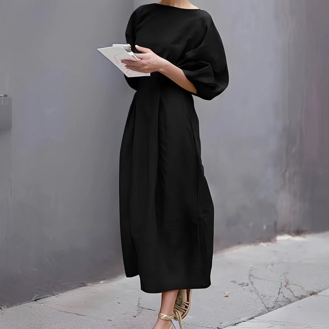 Mariam - Robe Midi Froncée Décontractée - Image 3