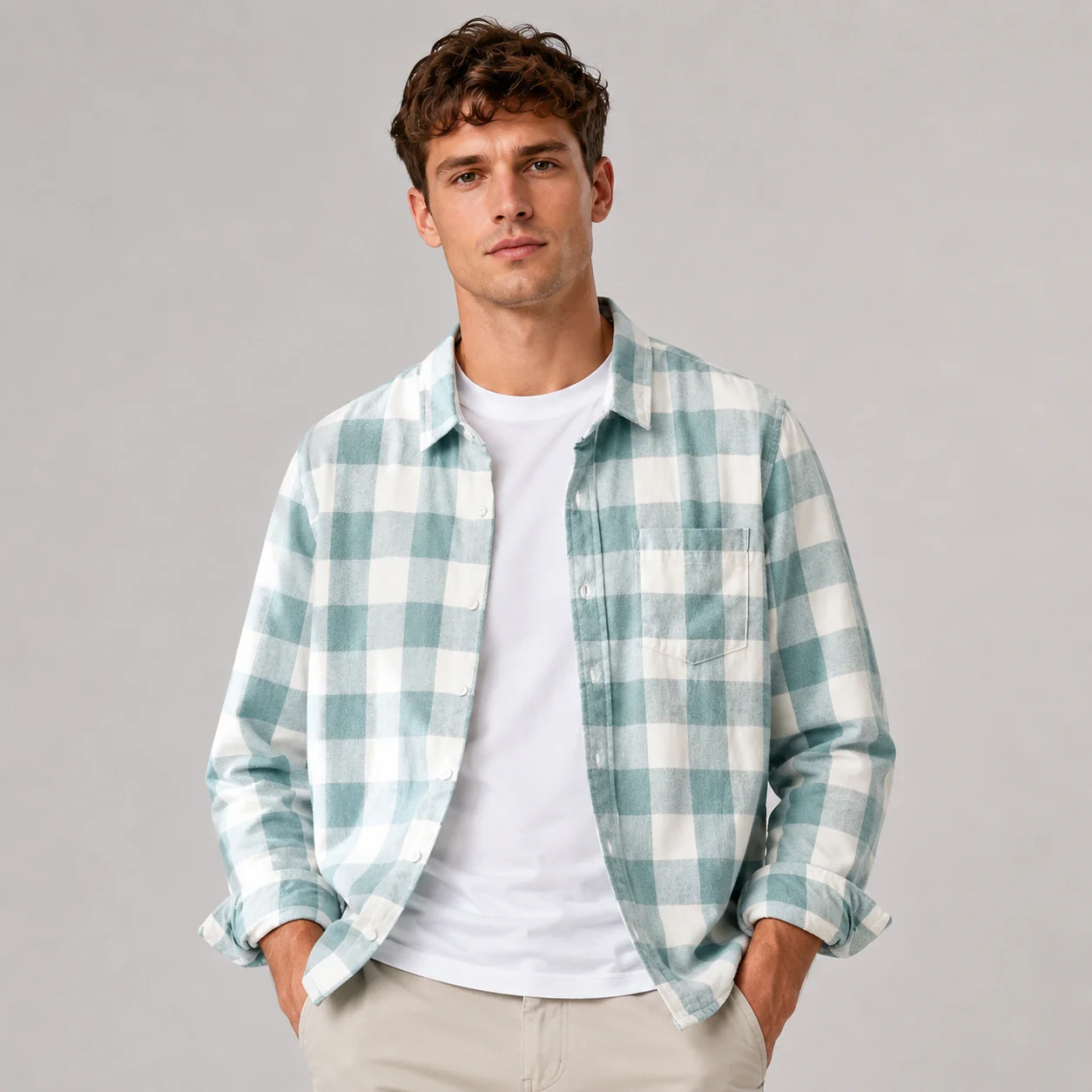 Martin - Chemise à carreaux élégante avec volants pour hommes