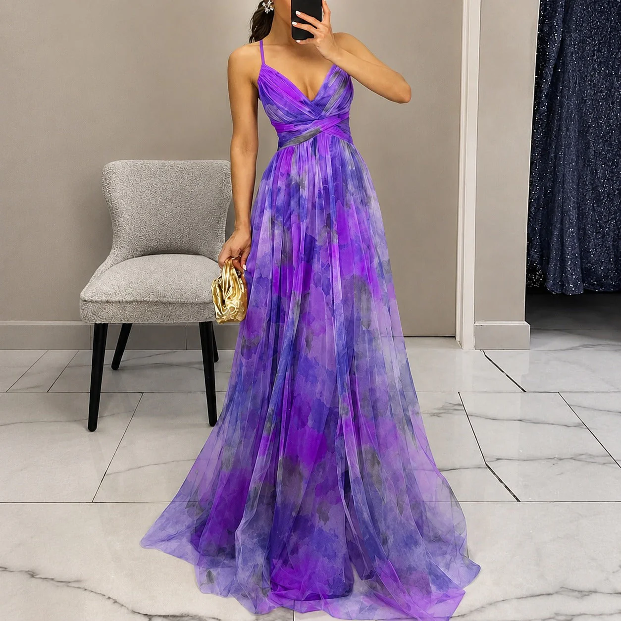 Michelle - Robe Longue avec Motif de Fleurs - Image 5