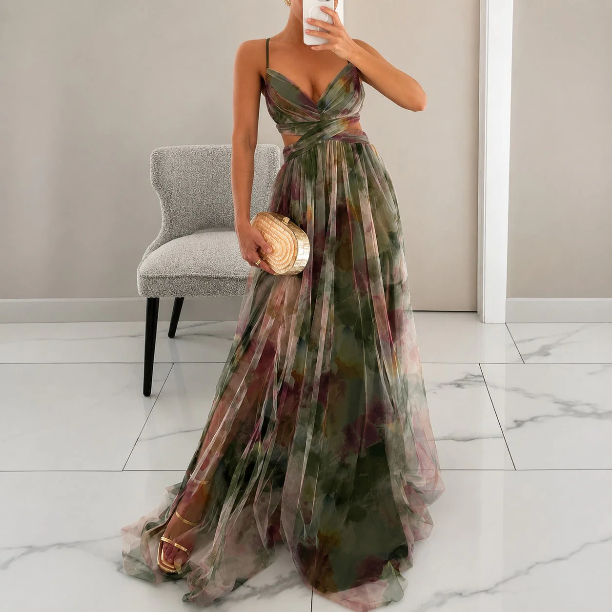 Michelle - Robe Longue avec Motif de Fleurs - Image 6