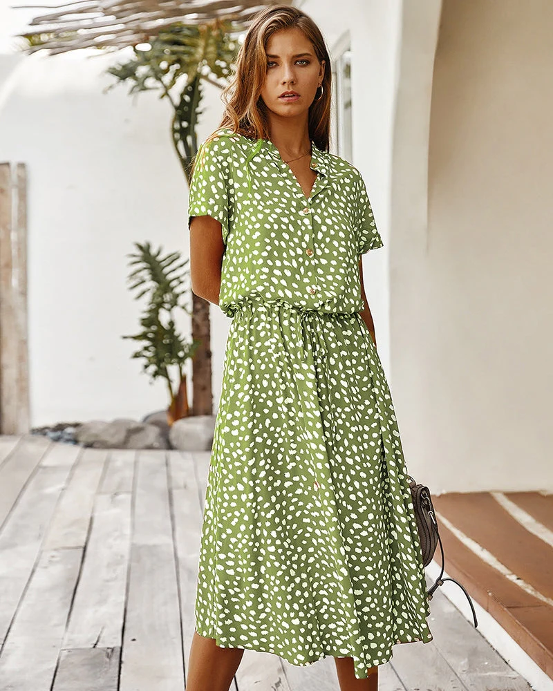 Molly - Robe courte chic à manches courtes avec col pour femmes - Image 2