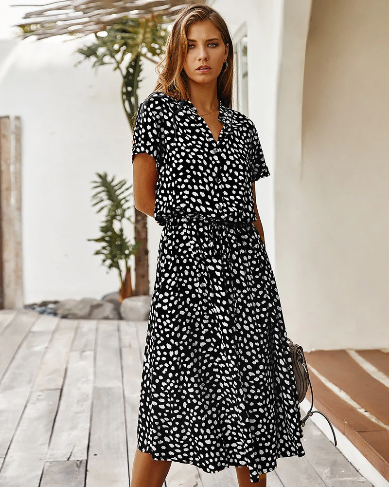 Molly - Robe courte chic à manches courtes avec col pour femmes - Image 6
