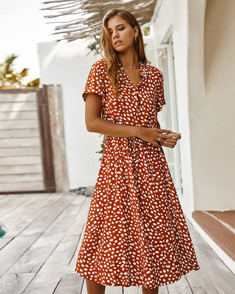 Molly - Robe courte chic à manches courtes avec col pour femmes - Image 7