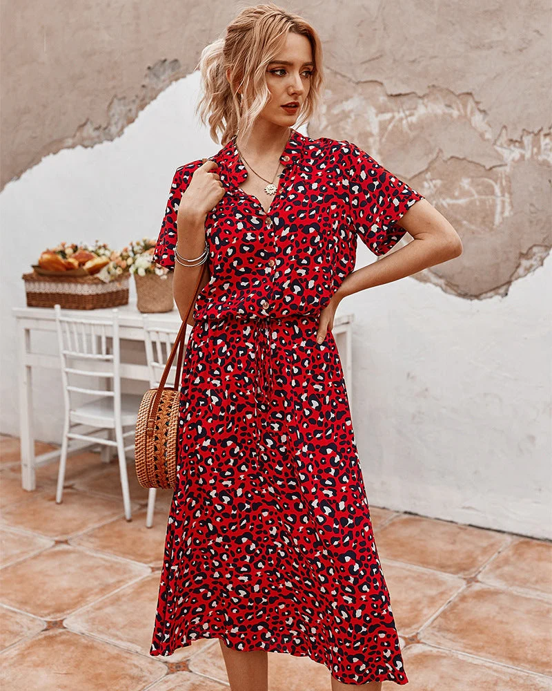 Molly - Robe courte chic à manches courtes avec col pour femmes - Image 8