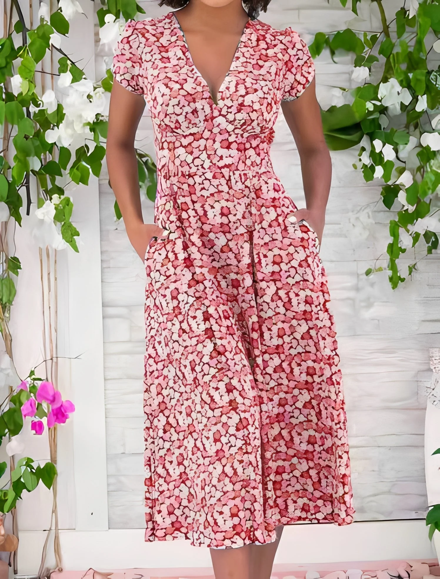 Monica - Robe décontractée avec col en V pour femmes - Image 3