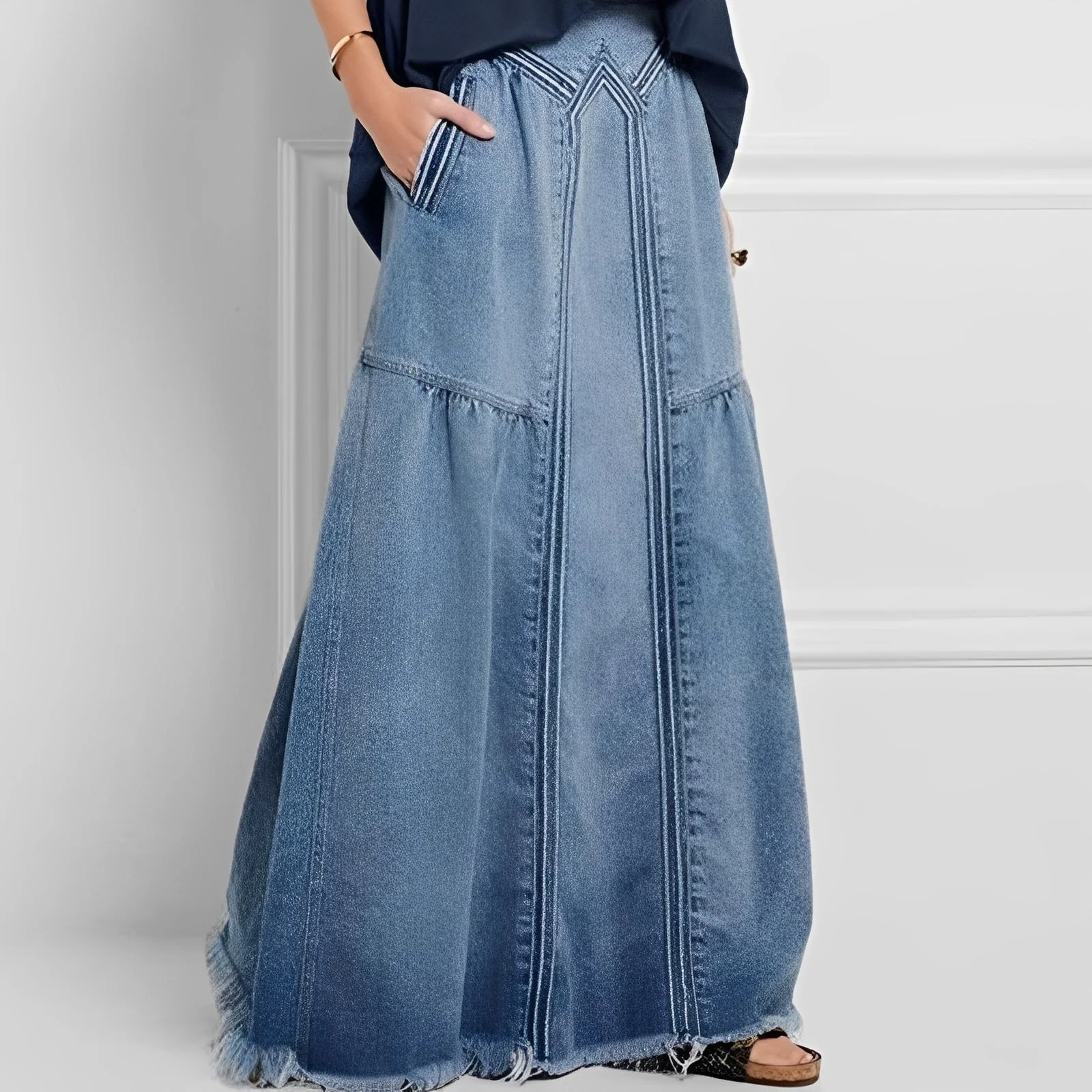 Nella - Jupe en jean élégante avec poche pour femmes - Image 3