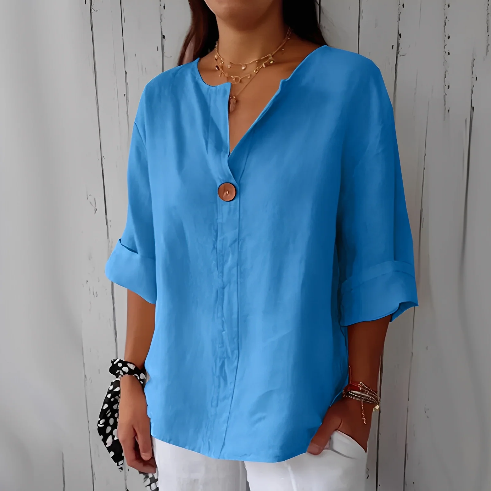 Noémie - Blouse légère avec col en V pour femme - Image 4