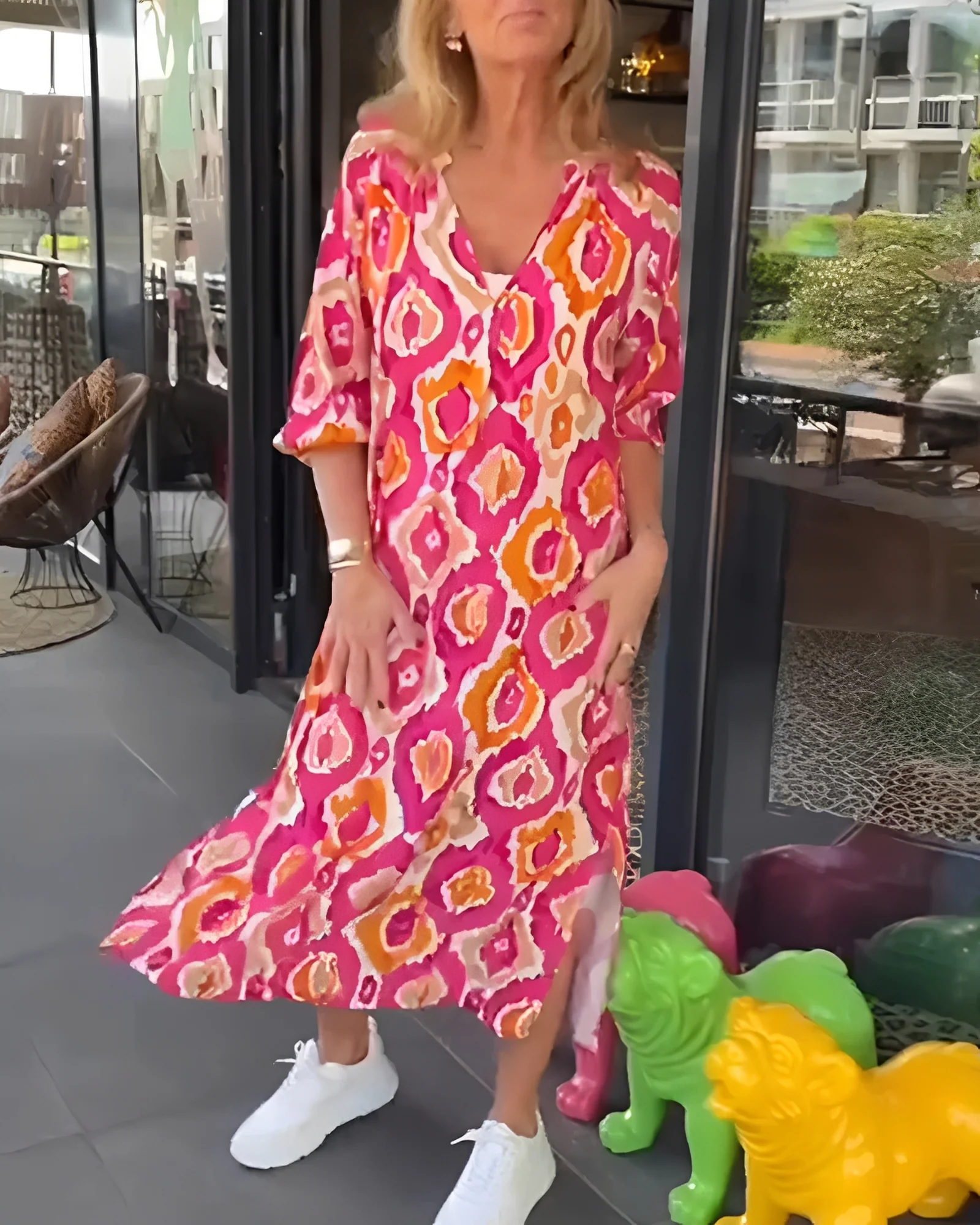 Rachael - Robe Midi Chic à Encolure en V