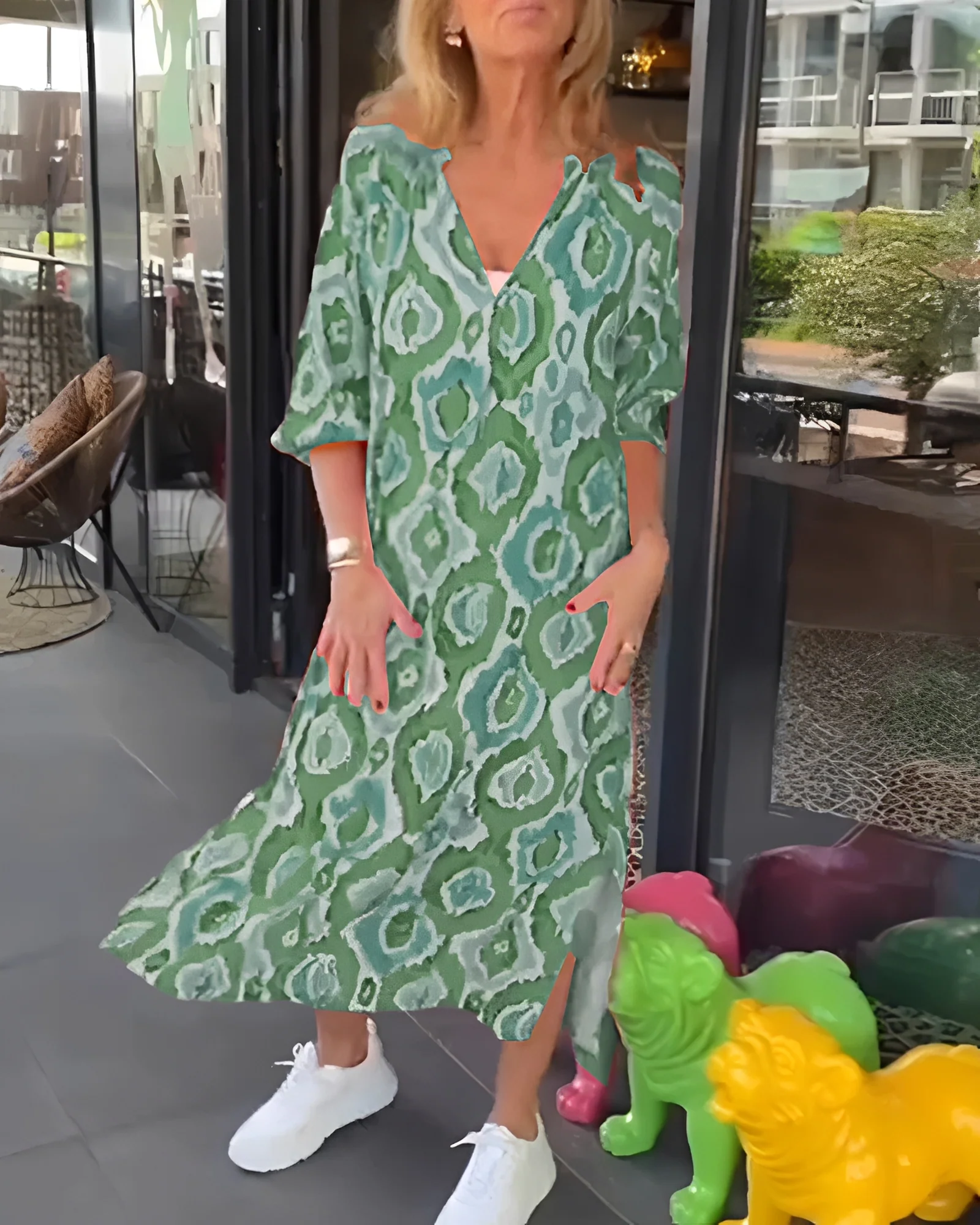 Rachael - Robe Midi Chic à Encolure en V - Image 2