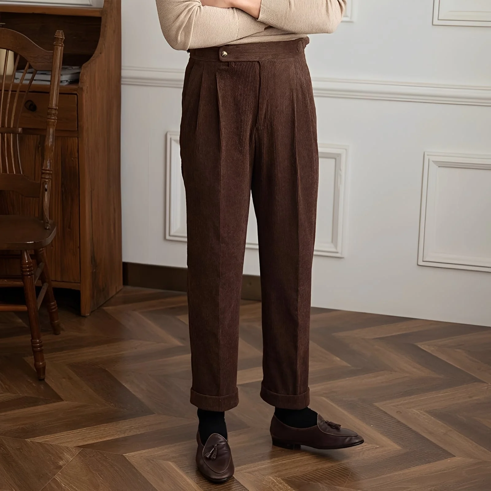 Rafael - Pantalon en Velours Côtelé Taille Haute - Image 3