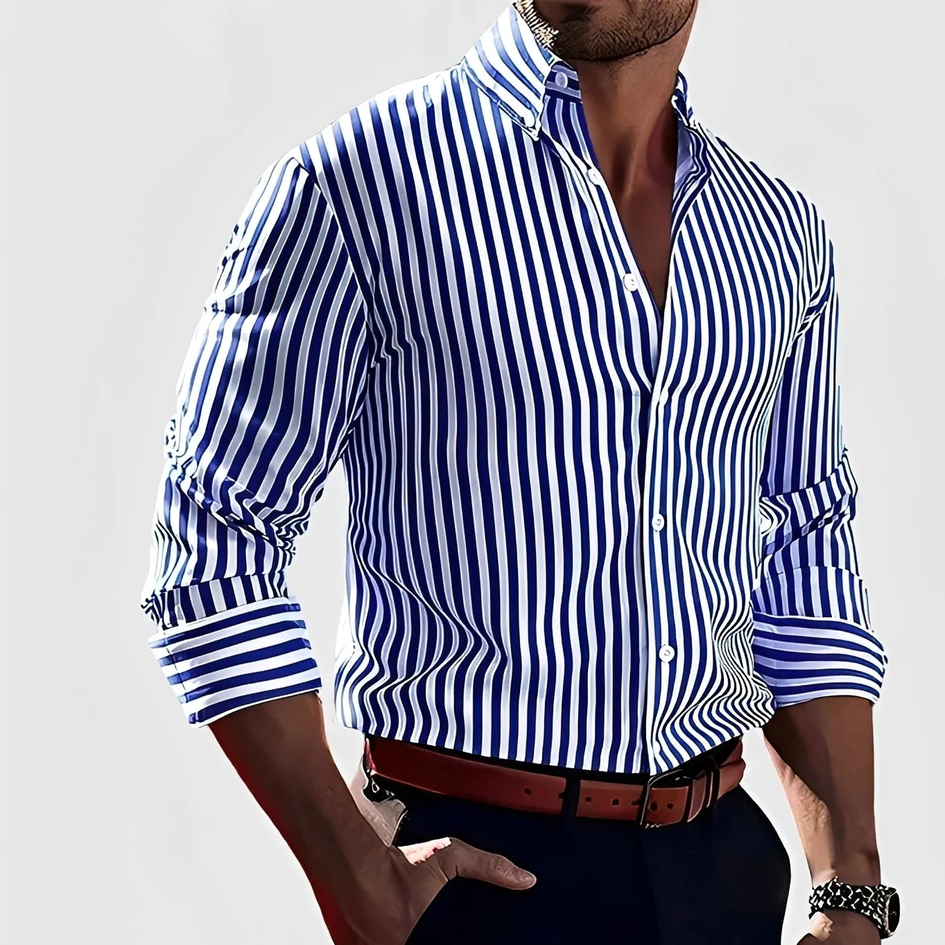 Robbins - Chemise rayée à manches longues décontractée - Image 4