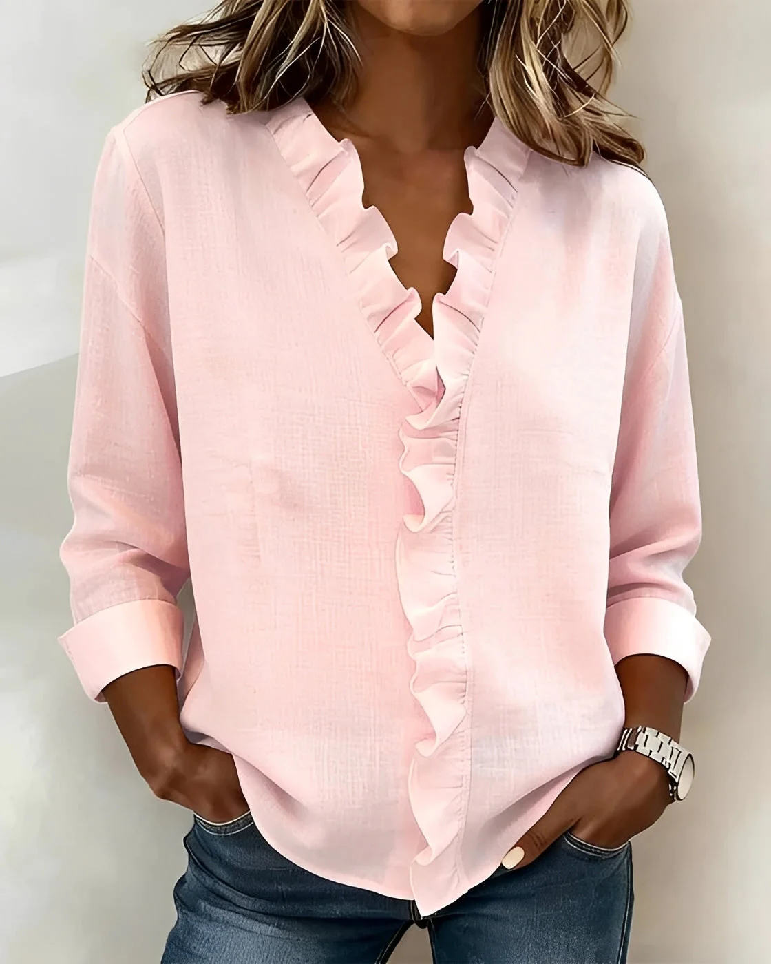 Samia - Blouse à Manches Longues Élégante