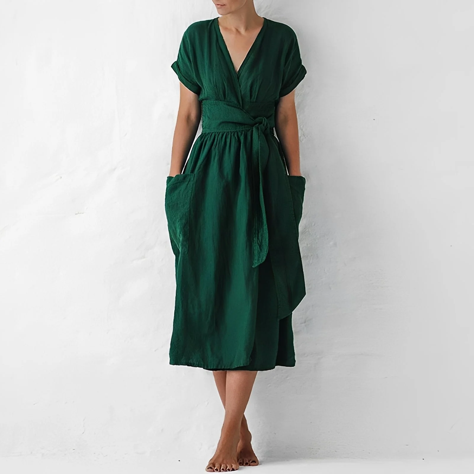 Sasha - Robe portefeuille décontractée avec poches - Image 3