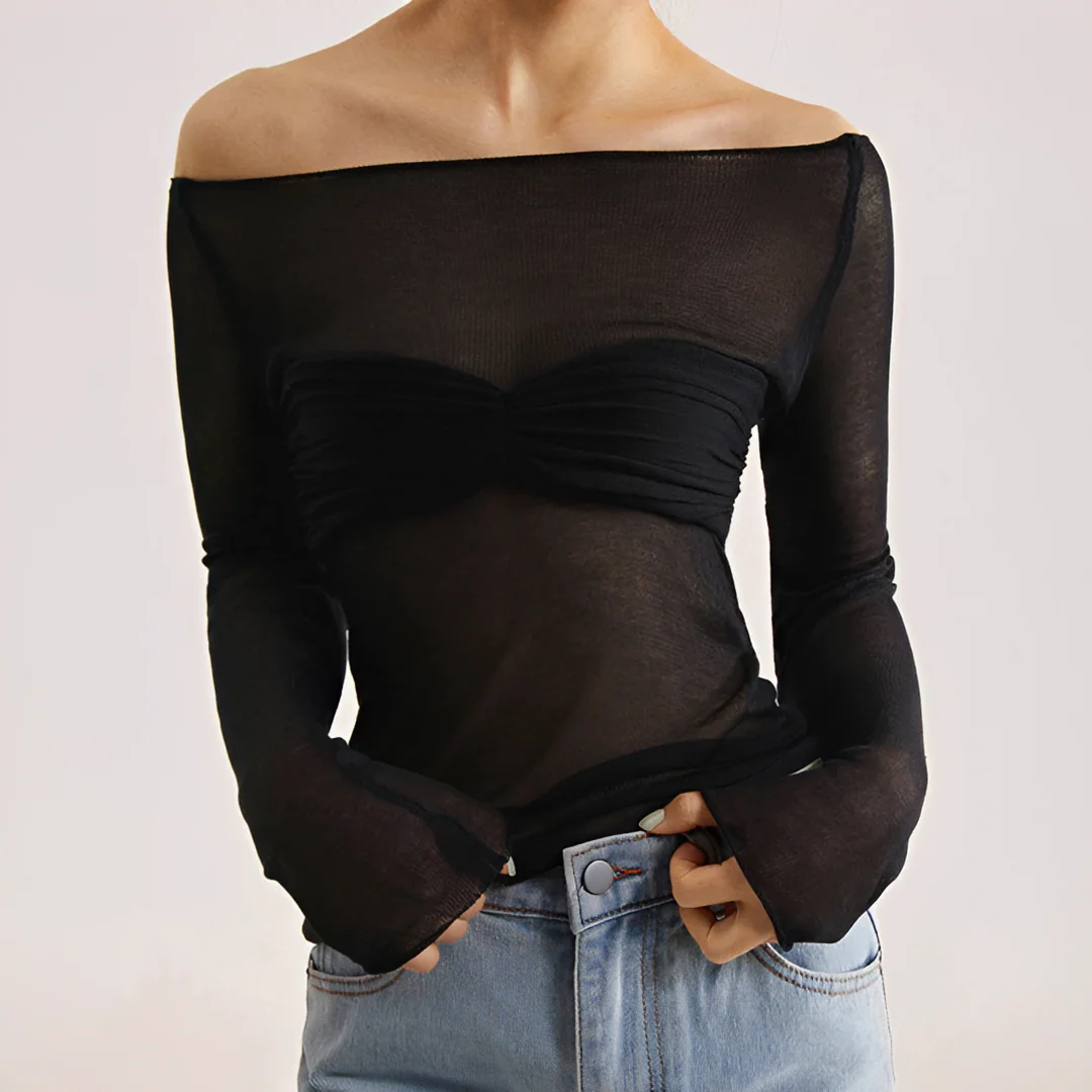 Shanelle - Blouse Épaules Dénudées à Manches Longues - Image 2