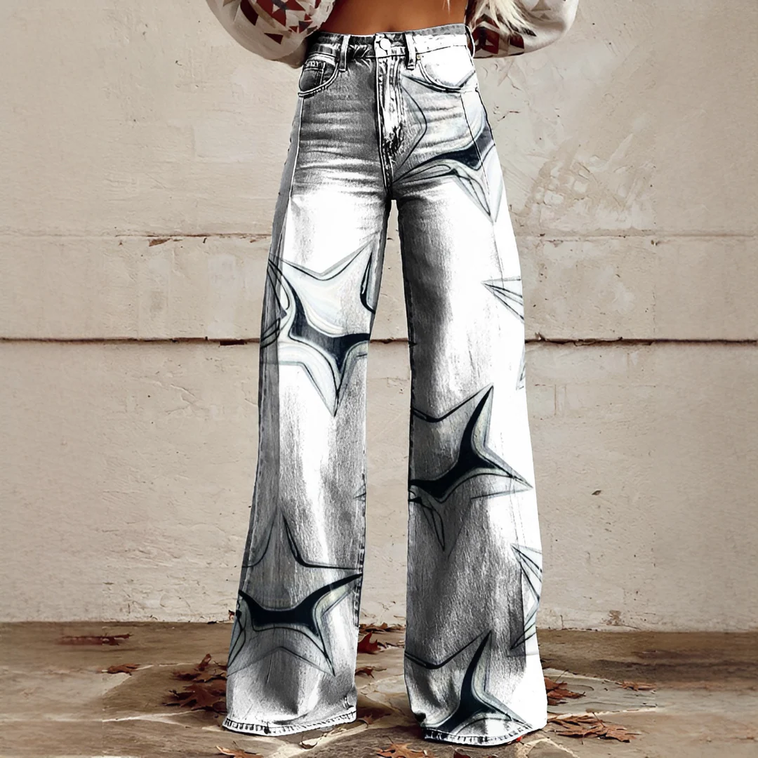 Shelley - Jeans Décontractés à Jambes Larges Imprimés - Image 7