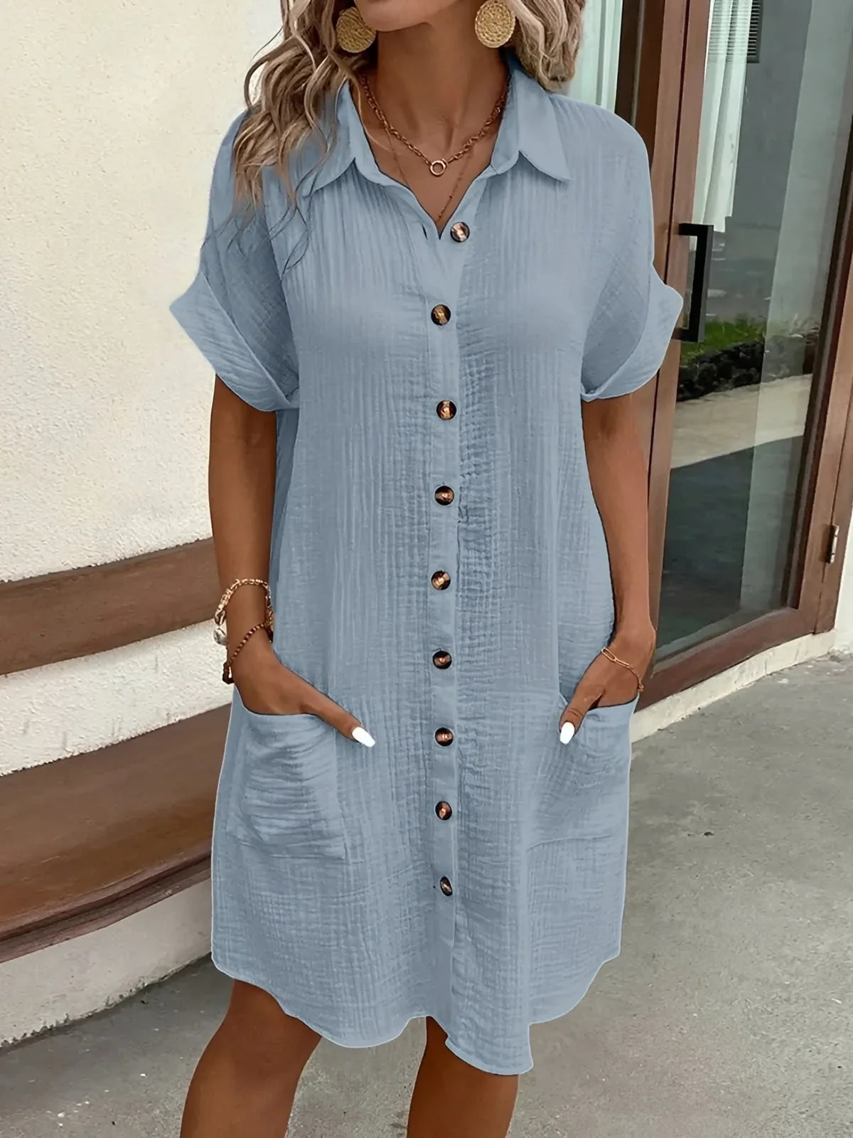 Shelley - Robe-chemise confortable avec patte de boutonnage pour femmes - Image 2