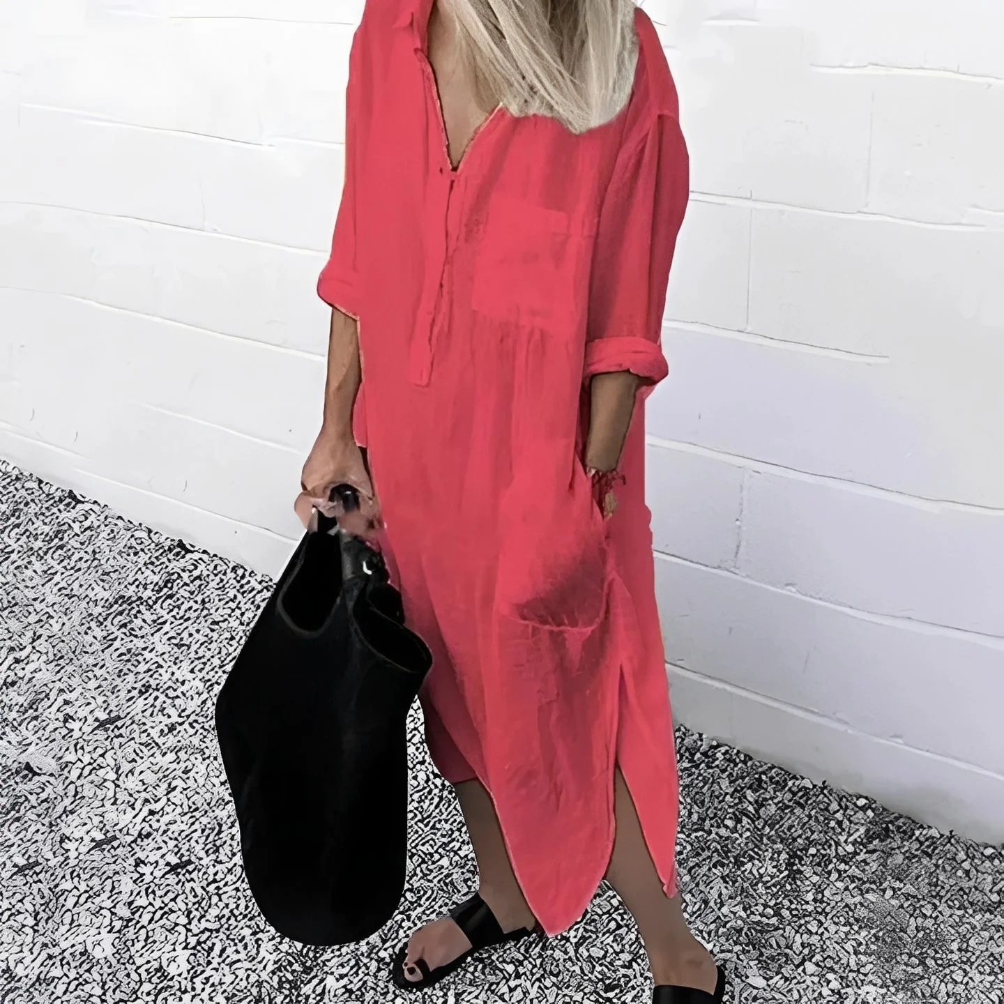 Susan - Robe fendue décontractée et ample - Image 3