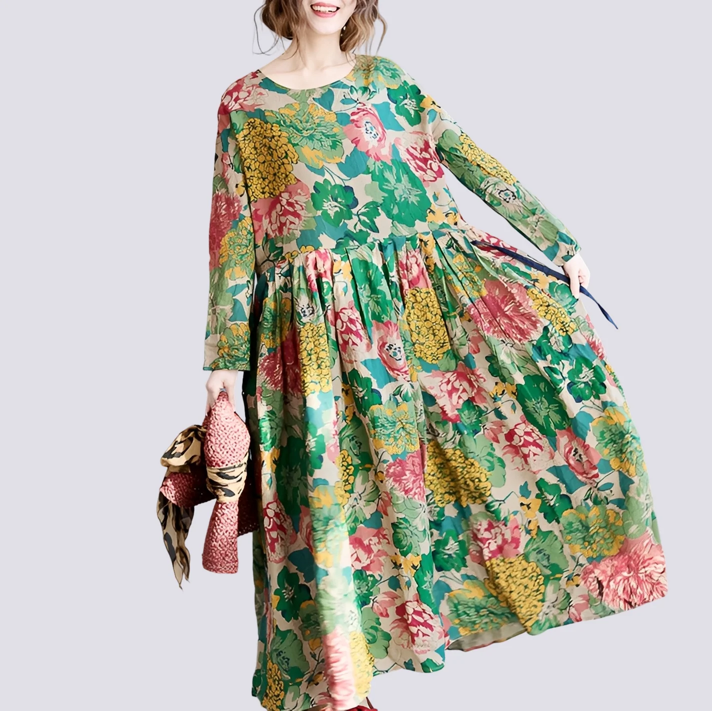 Terry - Longue robe maxi élégante à motif floral pour femmes