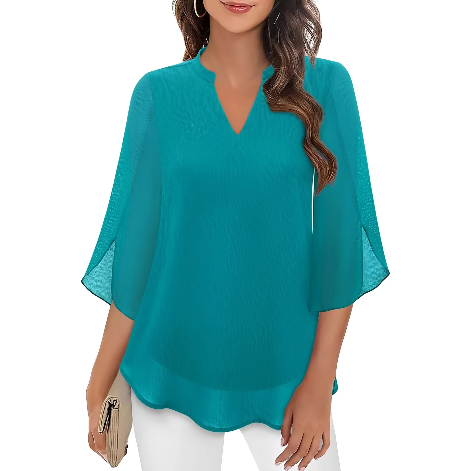 Vanessa - Blouse ample à col en V pour femmes - Image 2