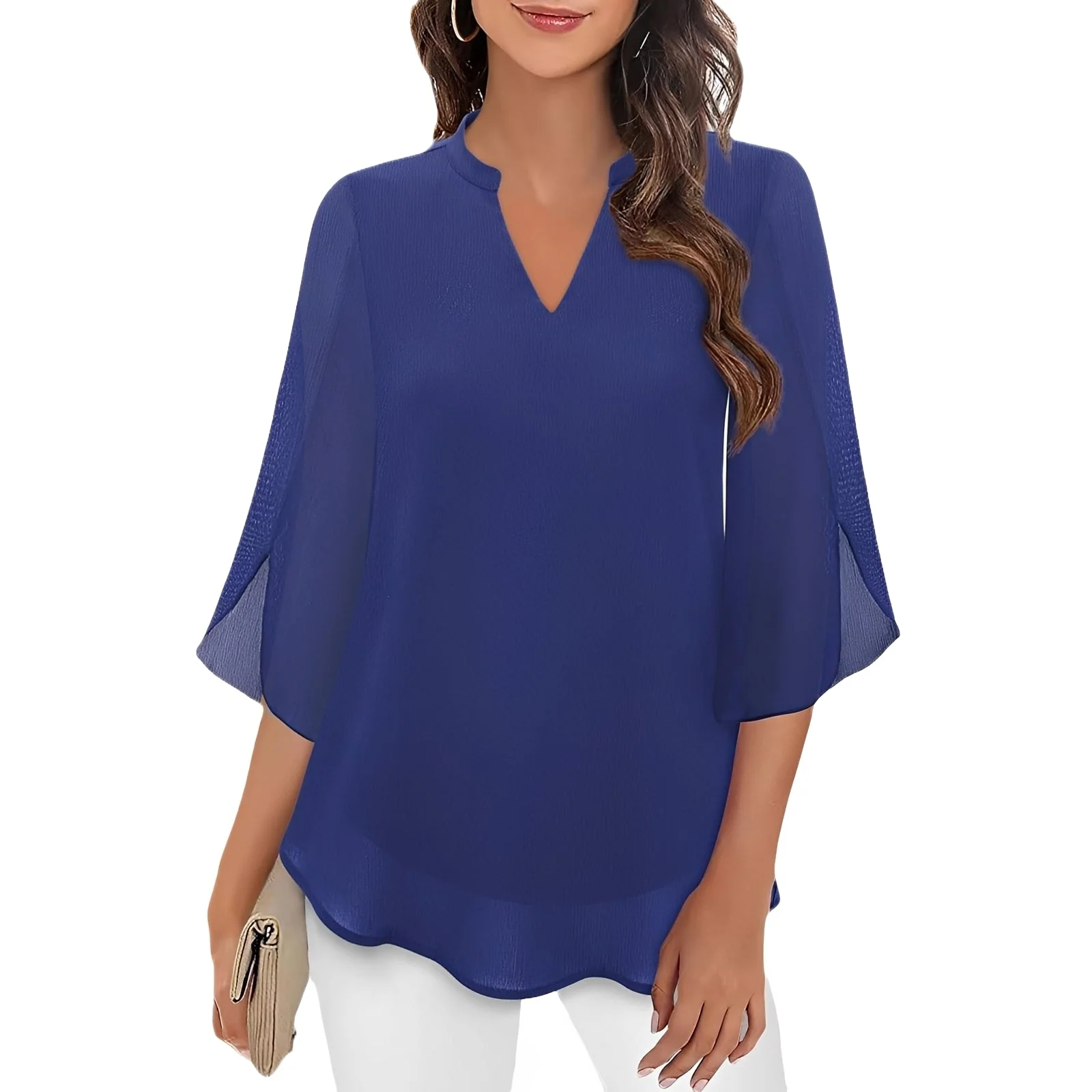 Vanessa - Blouse ample à col en V pour femmes - Image 3