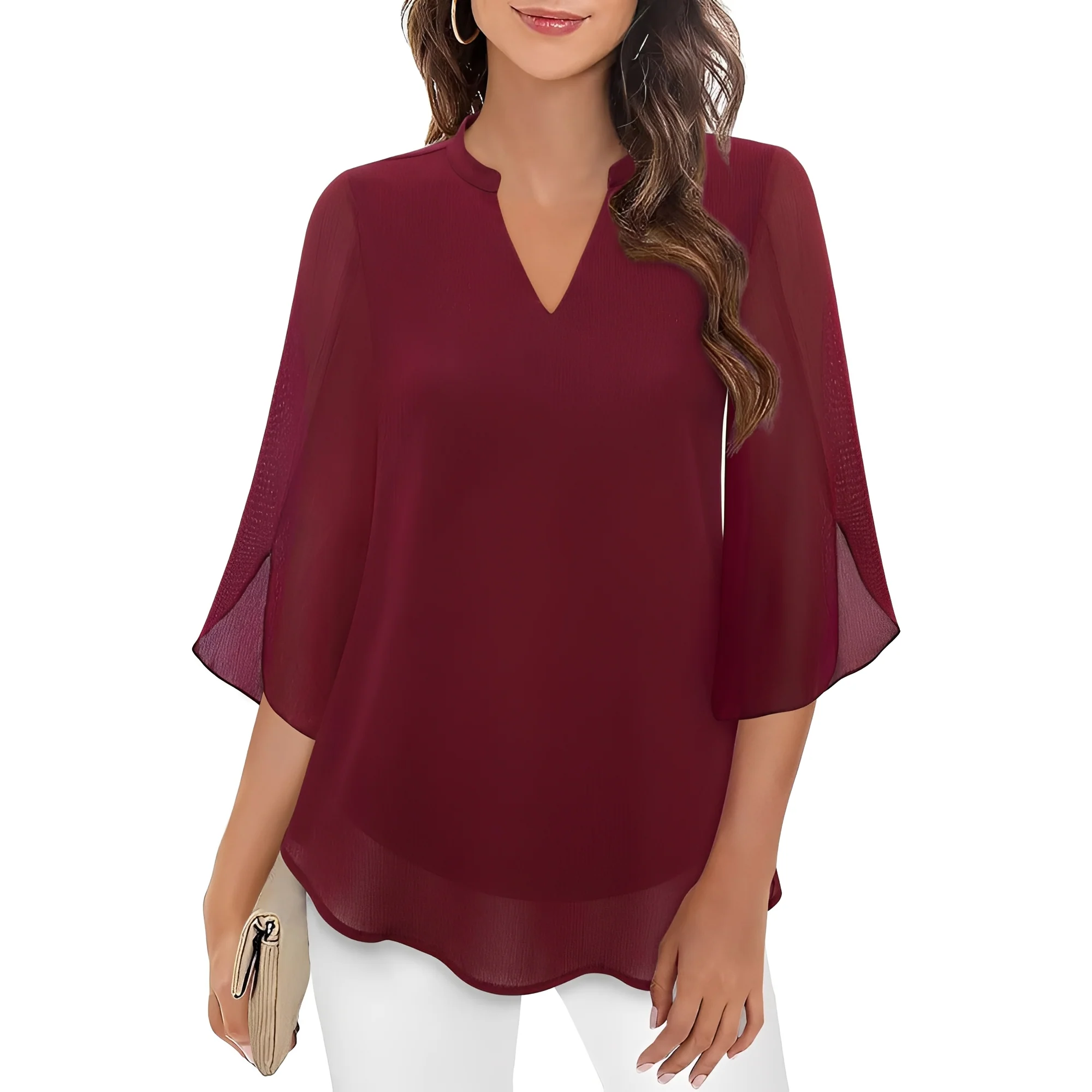 Vanessa - Blouse ample à col en V pour femmes - Image 4