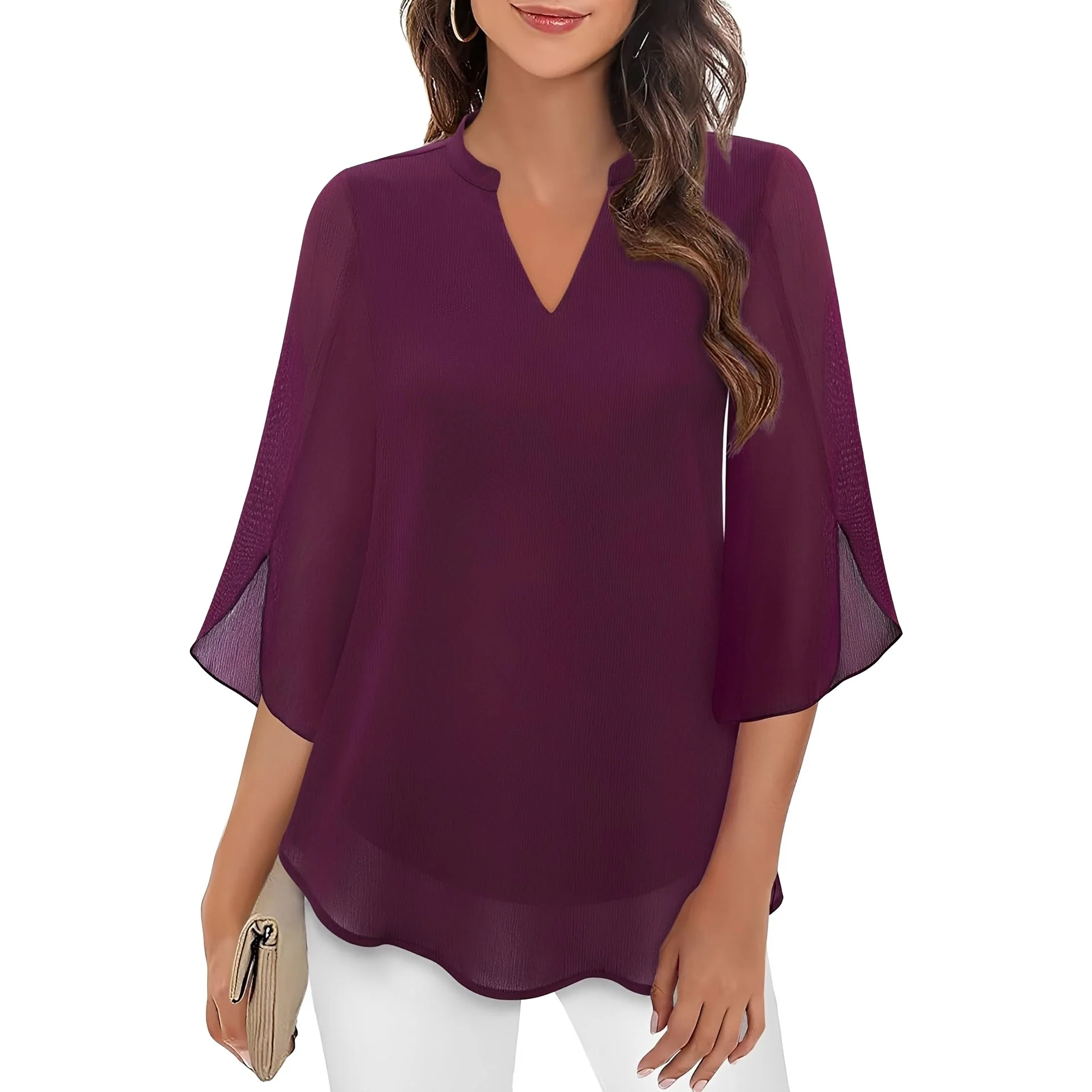 Vanessa - Blouse ample à col en V pour femmes - Image 5