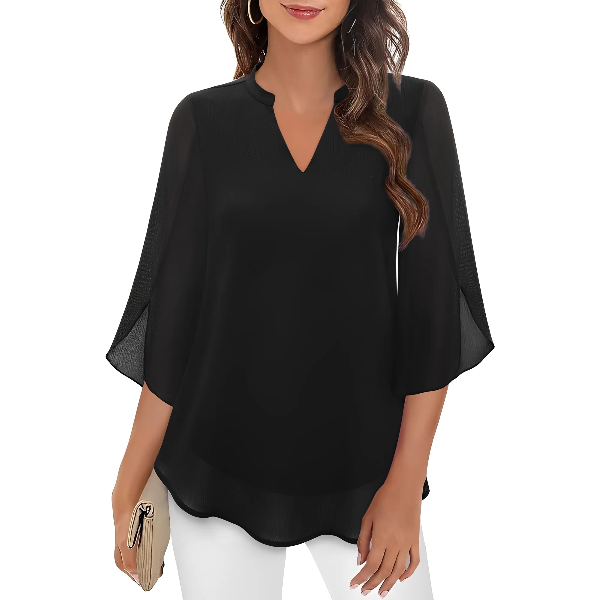 Vanessa - Blouse ample à col en V pour femmes - Image 6