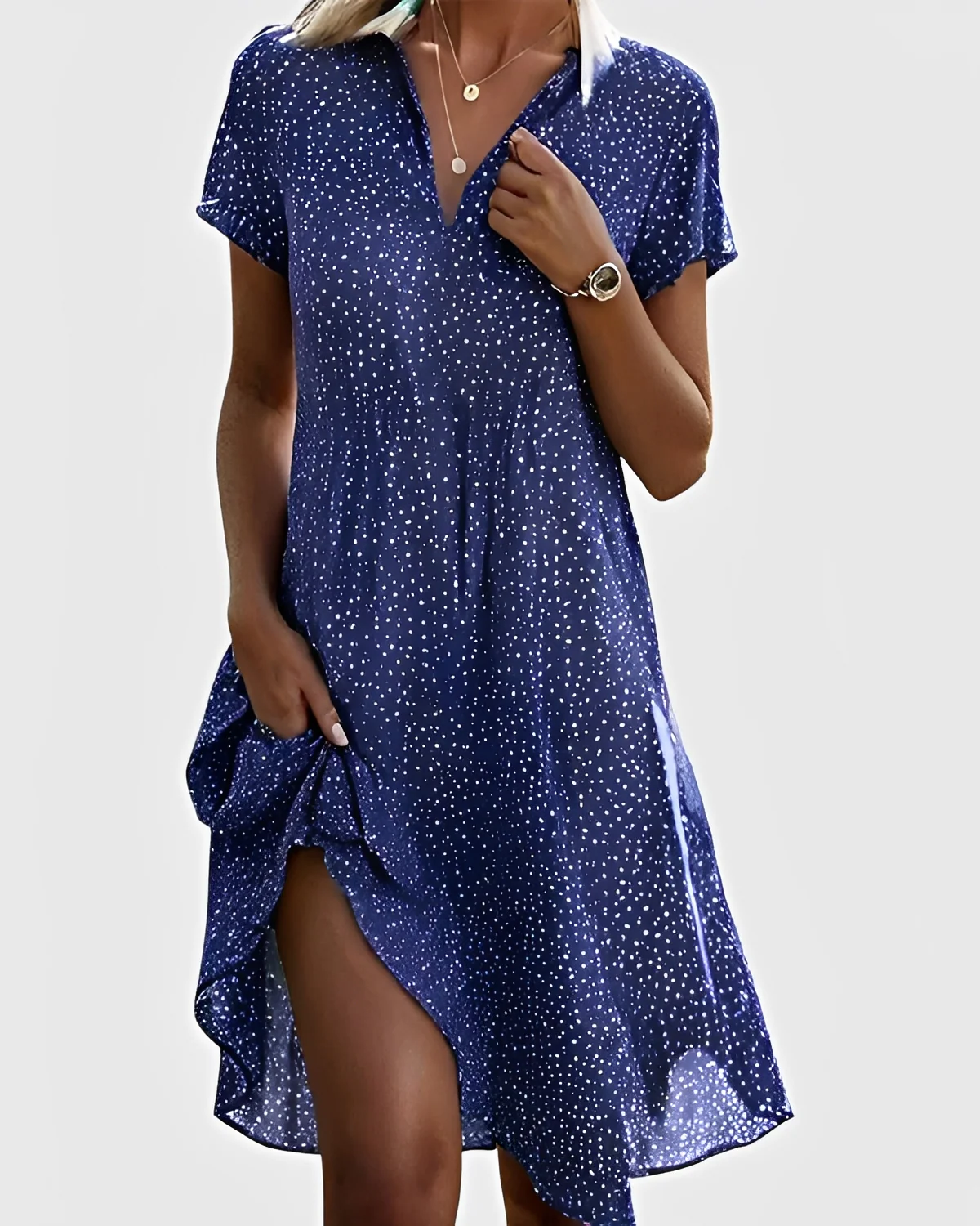 Vivella - Robe Midi Élégante à Col V - Image 2