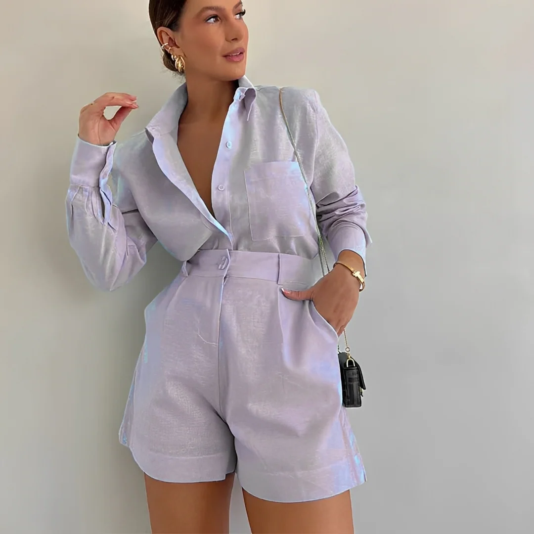 Yasin - Ensemble large de short avec haut manches longues - Image 4