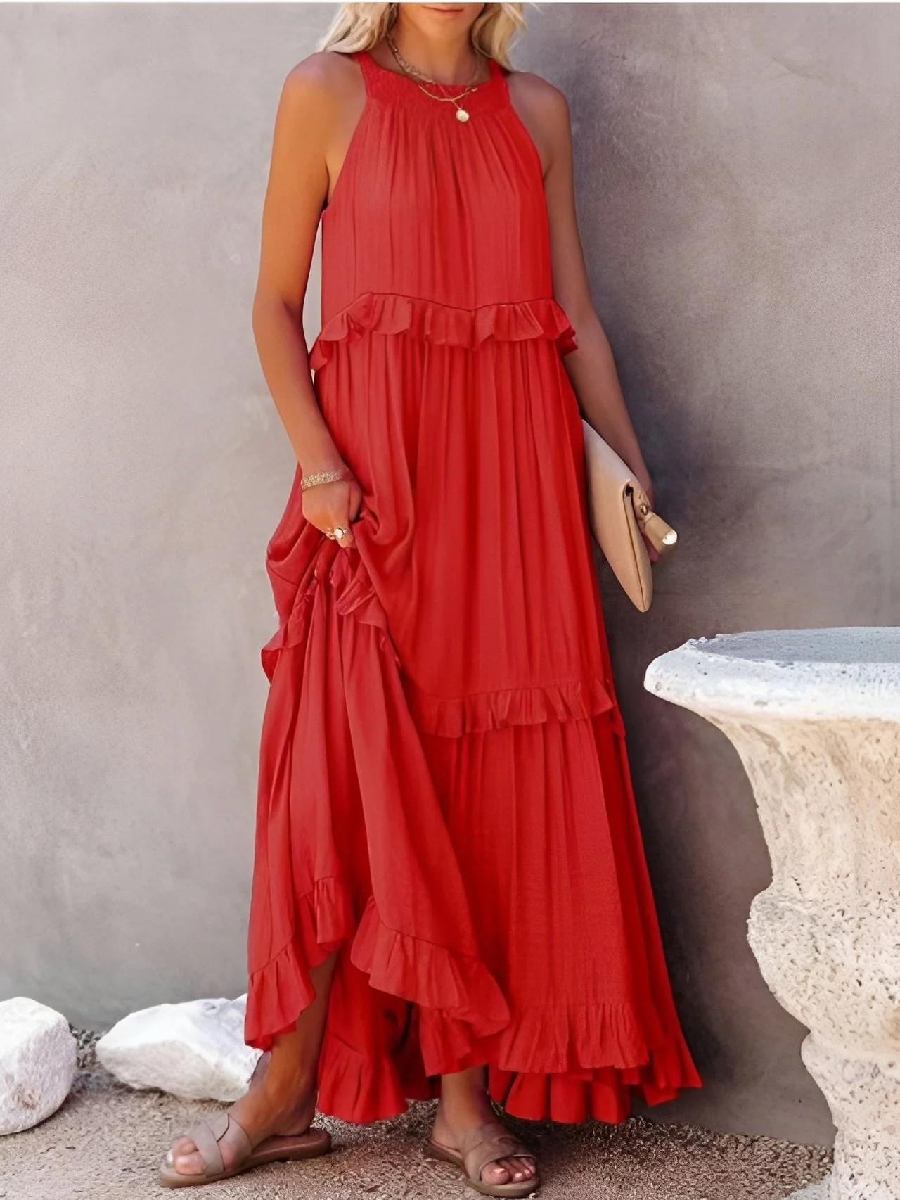 Zanna - Robe élégante sans manches à volants pour femmes - Image 6
